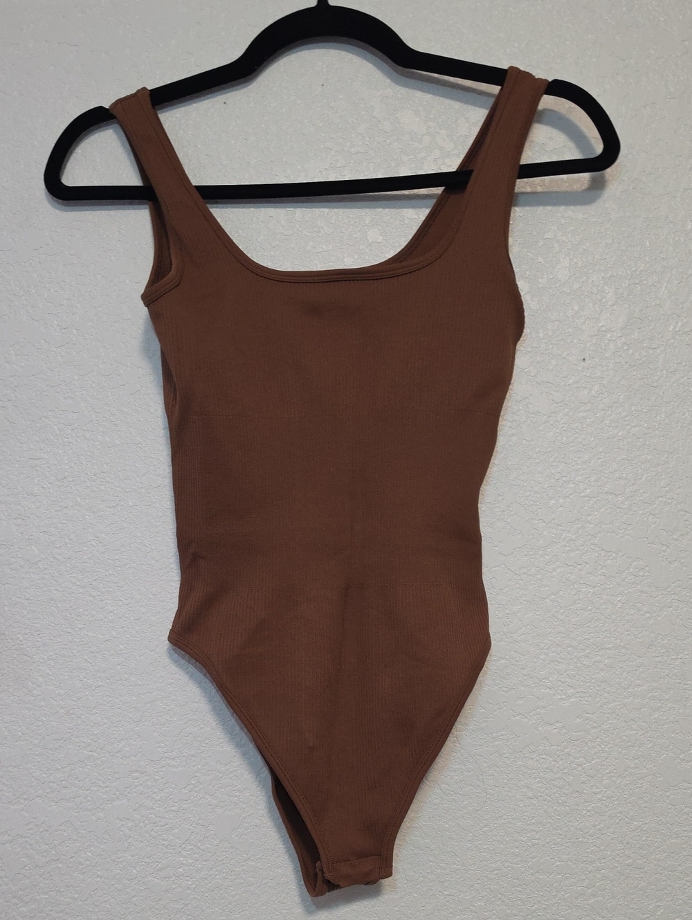 Ribbed Scoop-Neck Bodysuit in Brown - Women's Sleeveless Tank